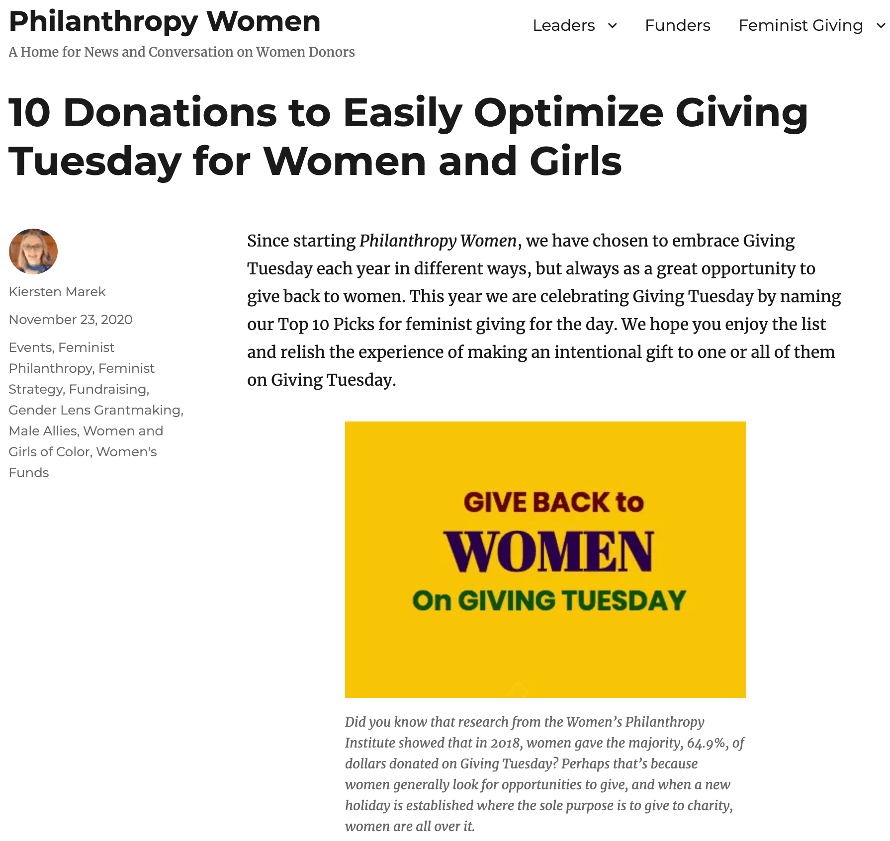 10 Donations to Easily Optimize Giving Tuesday for Women and Girls