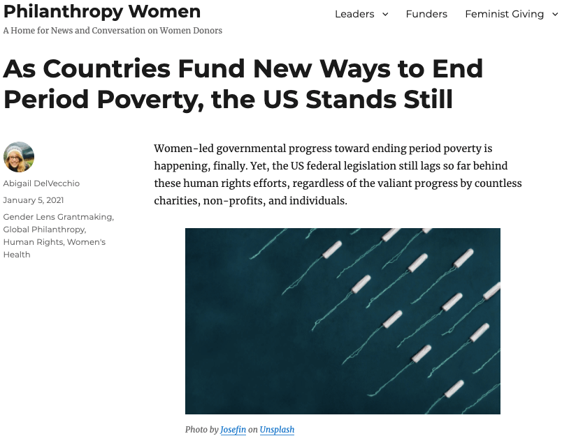 As Countries Fund New Ways to End Period Poverty, the US Stands Still
