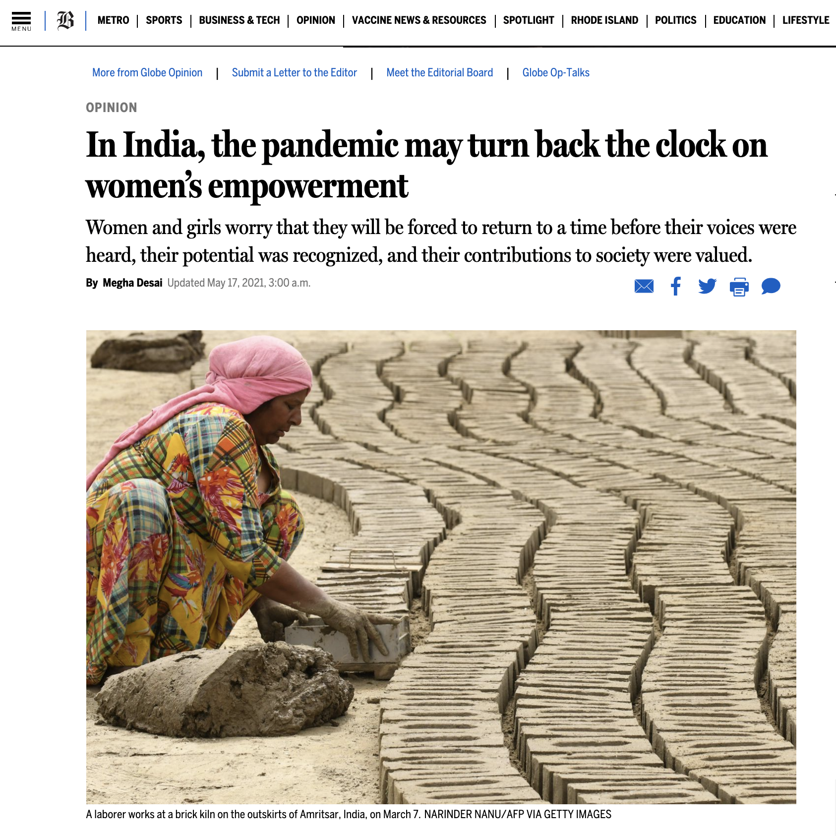 India Pandemic May Turn Back the Clock on Women’s Empowerment Boston Globe