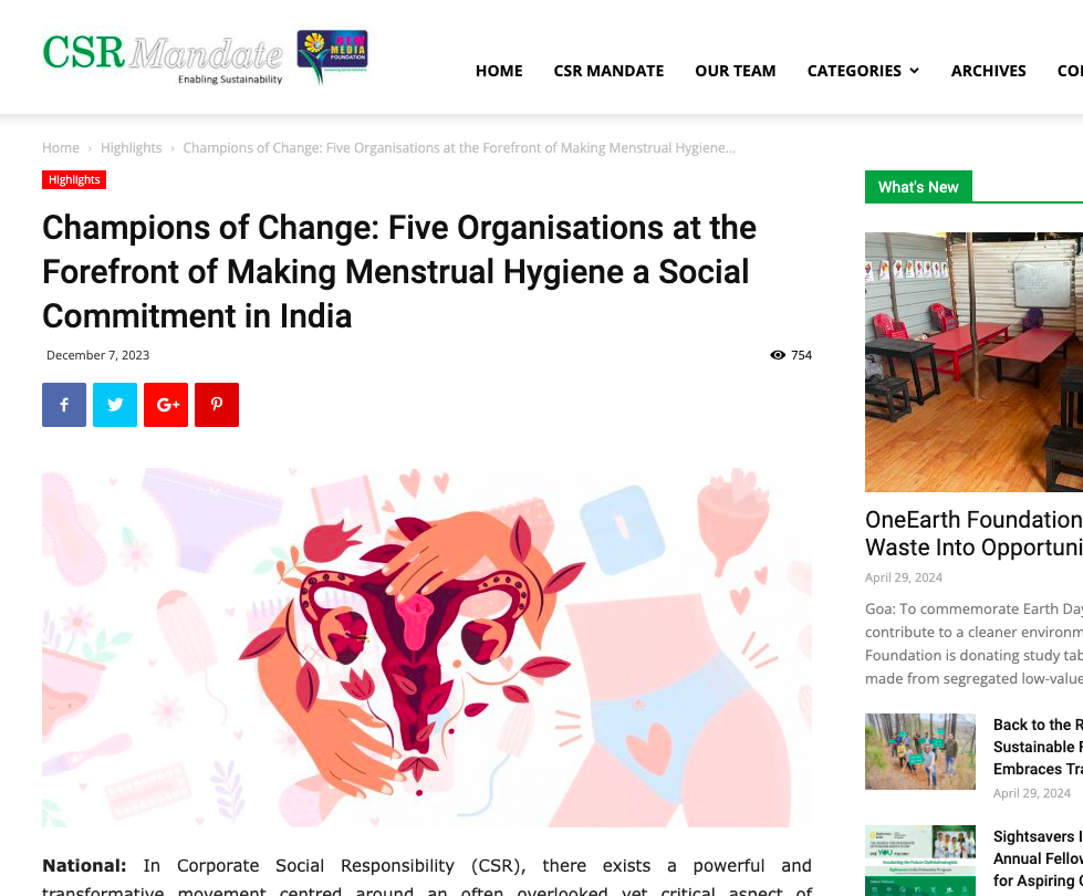 Champions of Change: Five Organisations at the Forefront of Making Menstrual Hygiene a Social Commitment in India