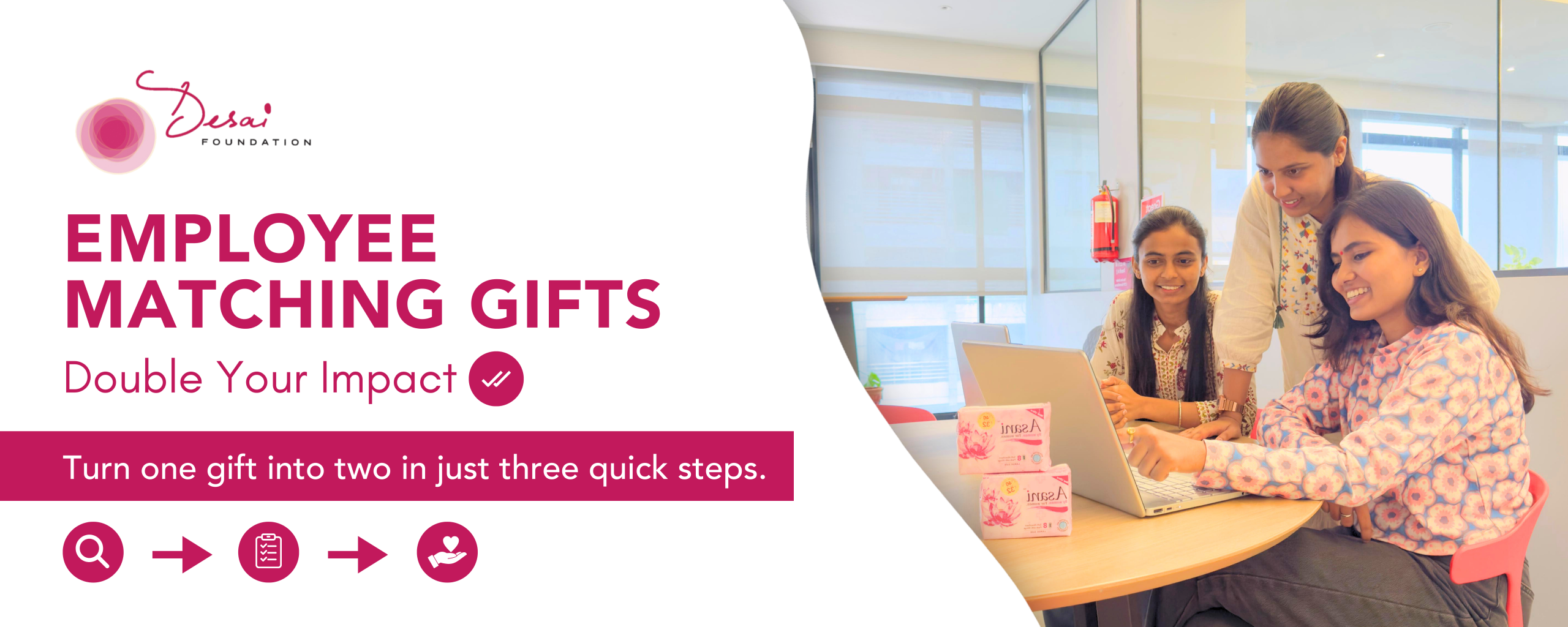 Double the donation - Desai Foundation Banner