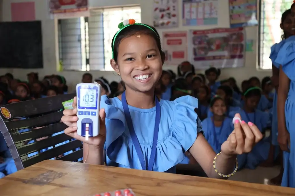 School girl Anemia testing camp