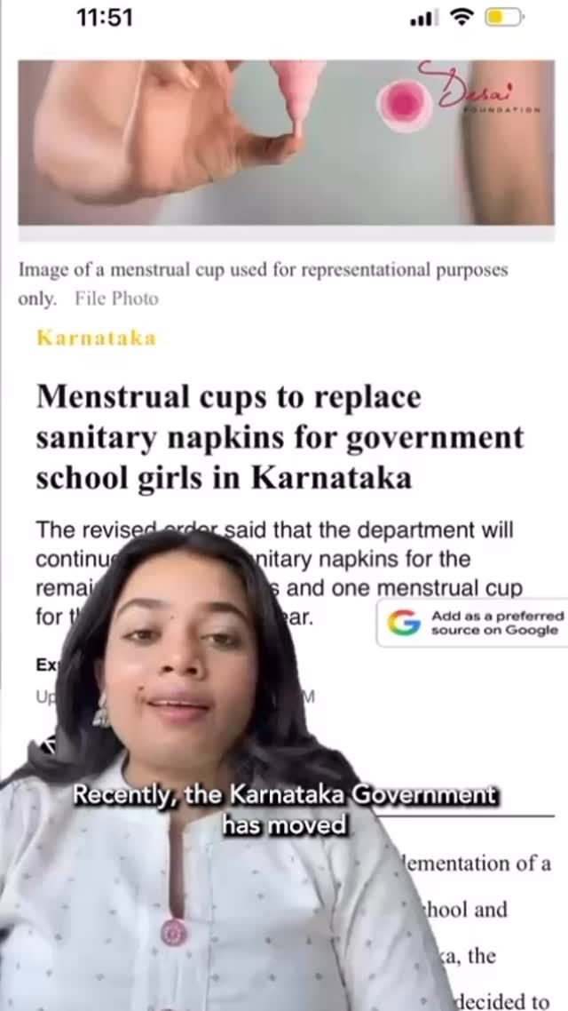 Menstrual cups are being discussed as the future of menstrual health, and for many, they truly can be.
 But menstrual health is never just about a product. It’s about choice, safety, and support.
A menstrual cup is a behaviour change.
 It requires guidance, clean water, private toilets, and the confidence to use it safely.
 Without these, even the most sustainable solution can become a risk, not a relief.
At Desai Foundation, our work on the ground has shown us one truth time and again:  equity is built through informed choice, not forced adoption.
The goal must remain unchanged,  No girl should miss school because of her period.

 Menstrual health solutions must be inclusive, well-supported, and rooted in the lived realities of girls.
#karnatakaGovernment #Governmentschools #MenstrualHealth #PeriodEquity #MenstrualDignity